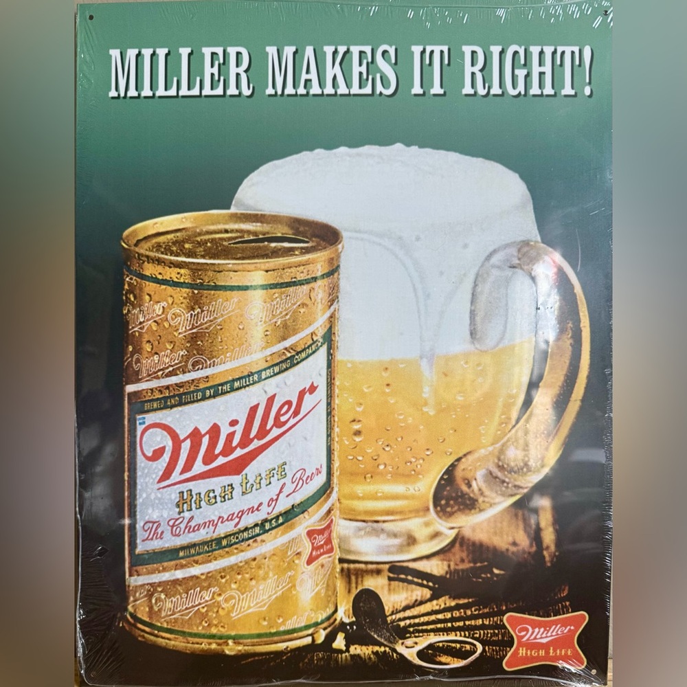 Miller High Life Gold Can with Beer Mug Print